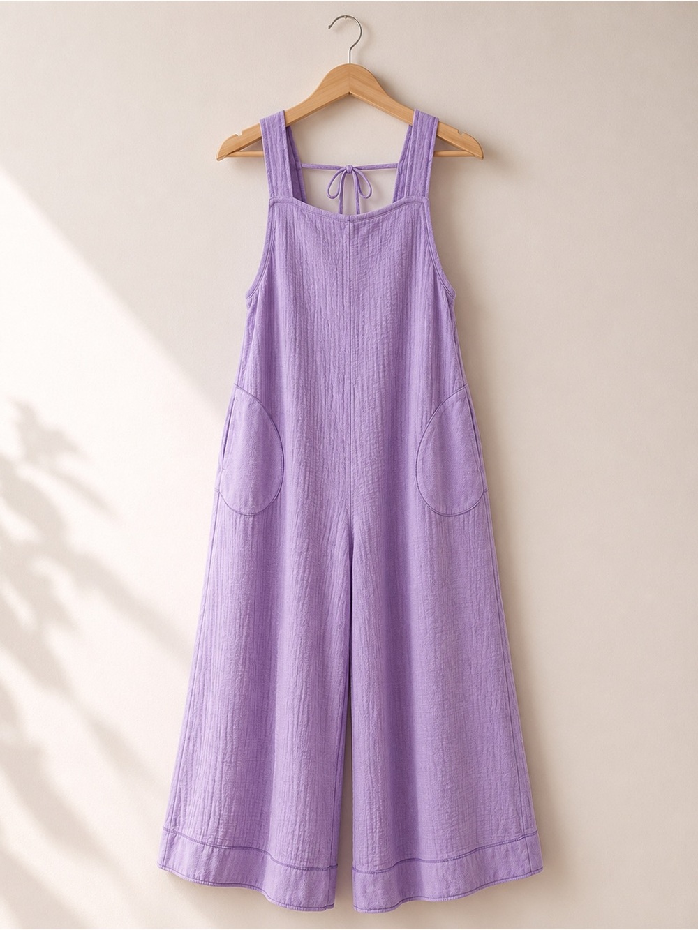 Zenana Lavender Cotton Gauze Wide Leg Jumpsuit Overalls Medium New In Package